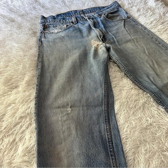Vintage 80s/90s Levi’s 505 USA Made Zip Fly Straight Leg Distressed Jeans 33x32 - Picture 8 of 13